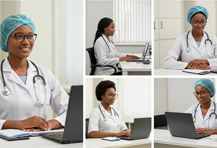 Une apprenantte assistante en cabinet médical copie